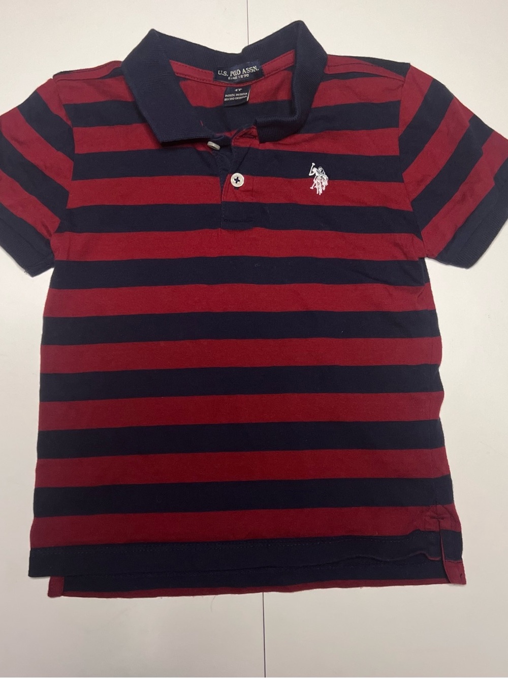 U.S. Polo Assn. Red and Navy Striped Boys Polo Shirt